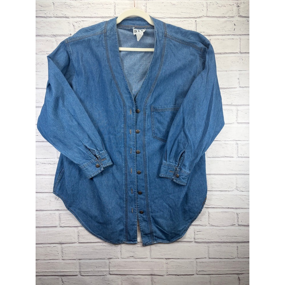 D.A.K. Vintage Blue Denim Shirt Jacket Women's Size 1X 100% Cotton L060893
